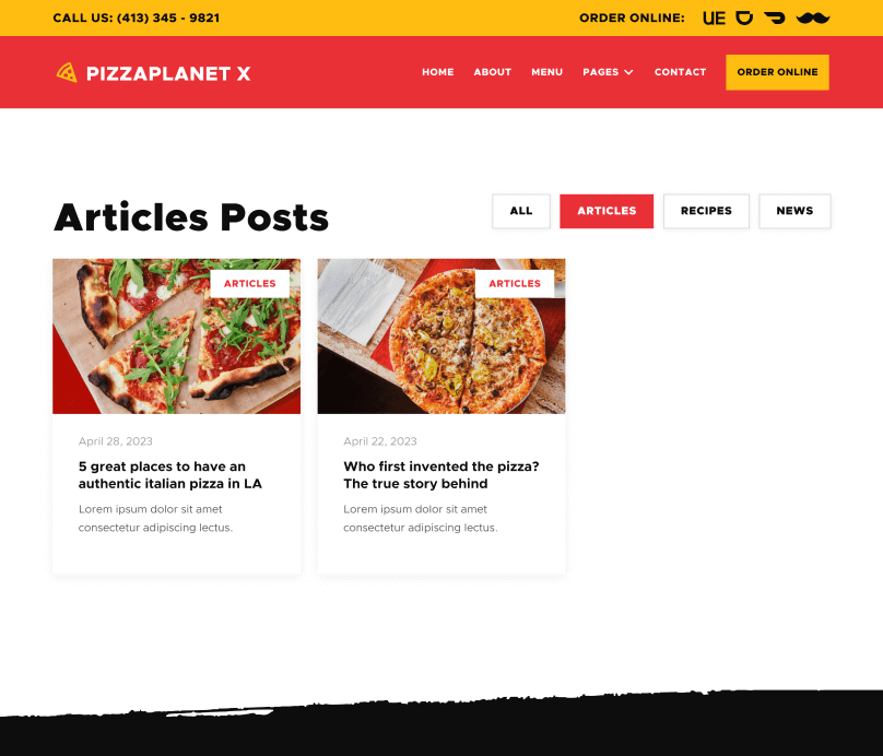 Blog Category - Pizzaplanet X Webflow Template