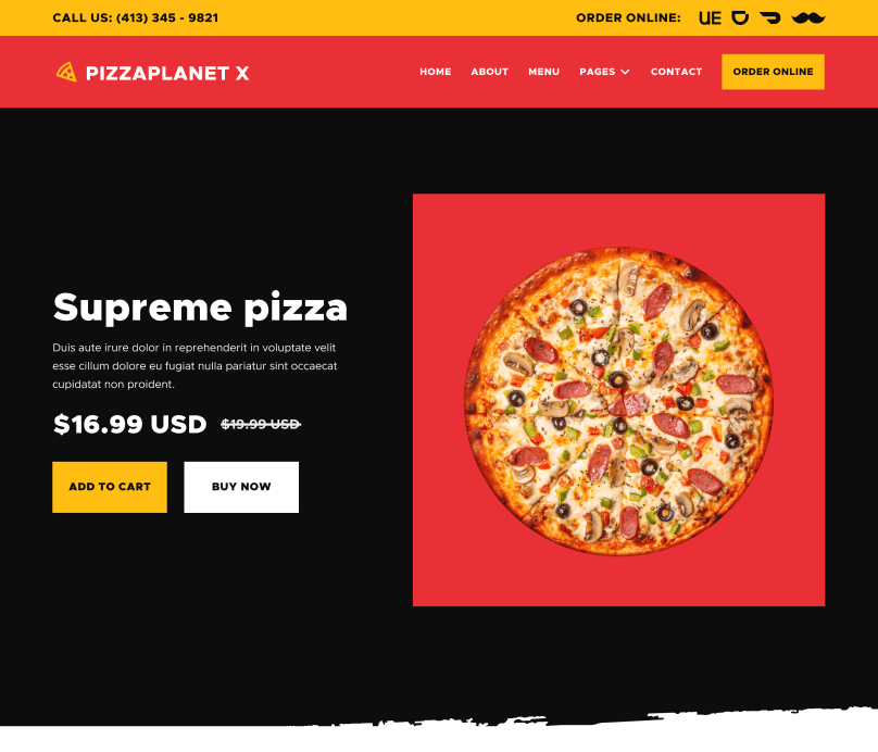 Menu Single - Pizzaplanet X Webflow Template