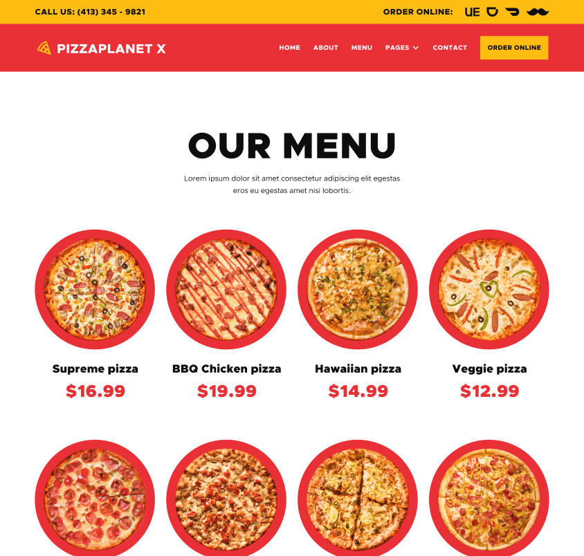 Hero Image Strip - Pizzaplanet X Webflow Template