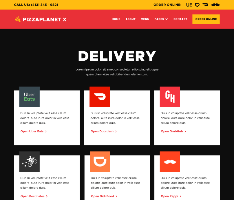 Delivery - Pizzaplanet X Webflow Template