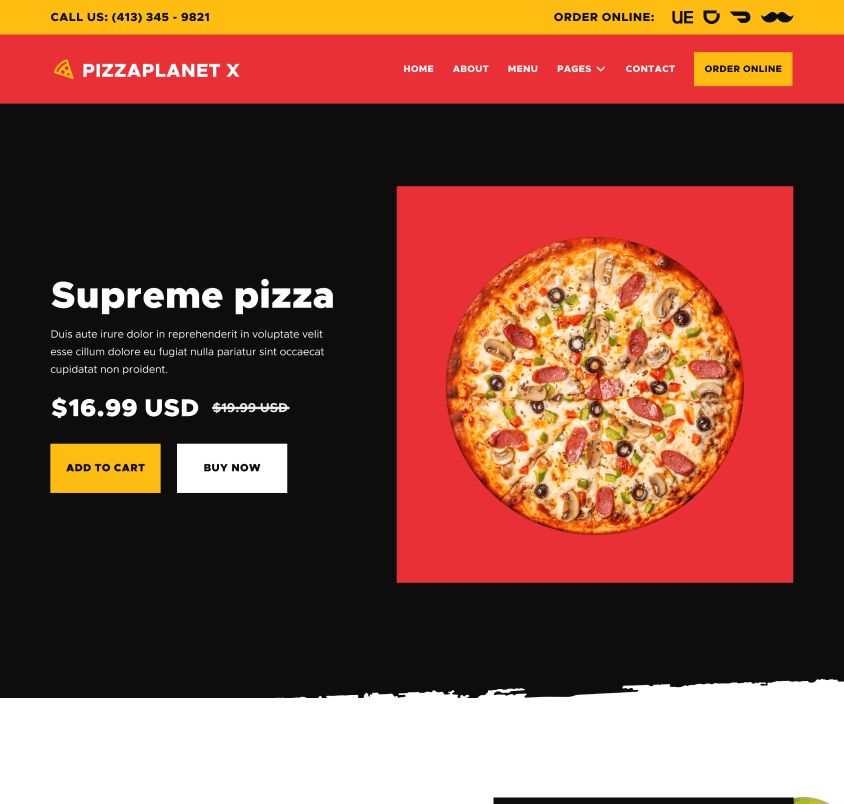 Hero Image Strip - Pizzaplanet X Webflow Template