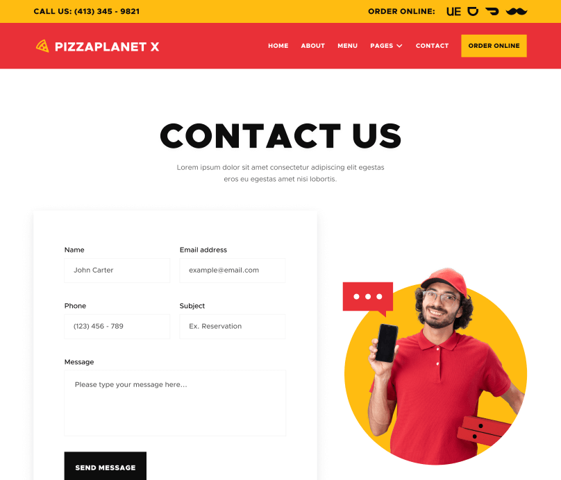 Contact - Pizzaplanet X Webflow Template