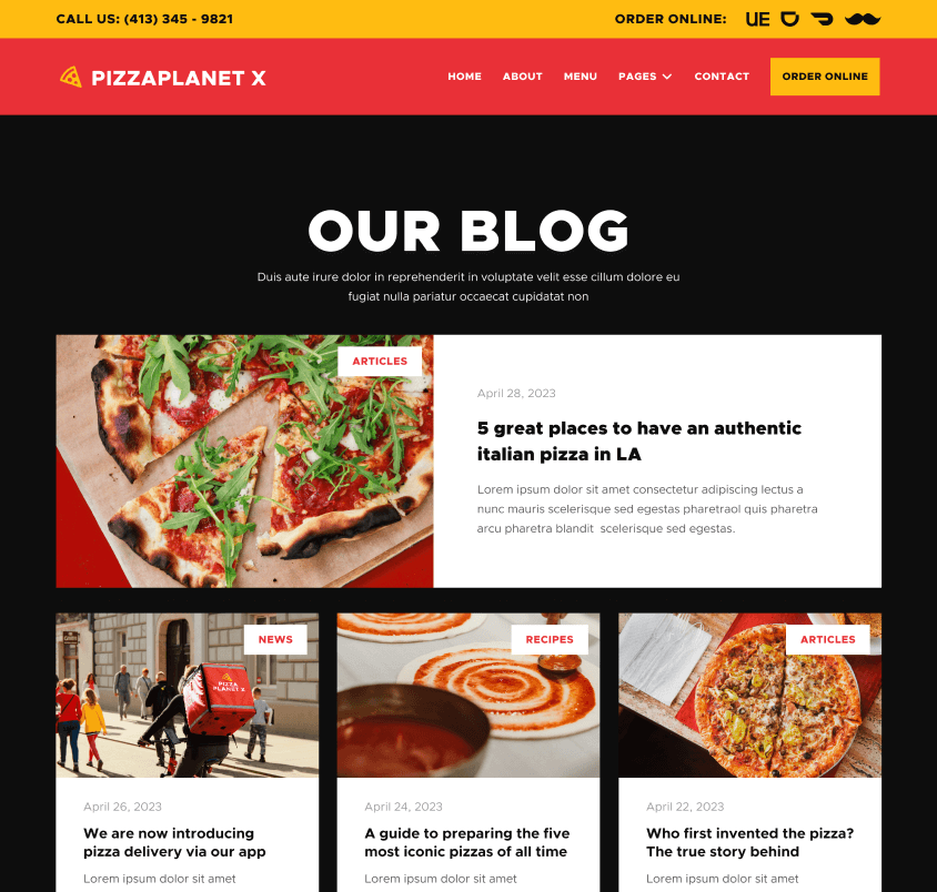 Hero Image Strip - Pizzaplanet X Webflow Template