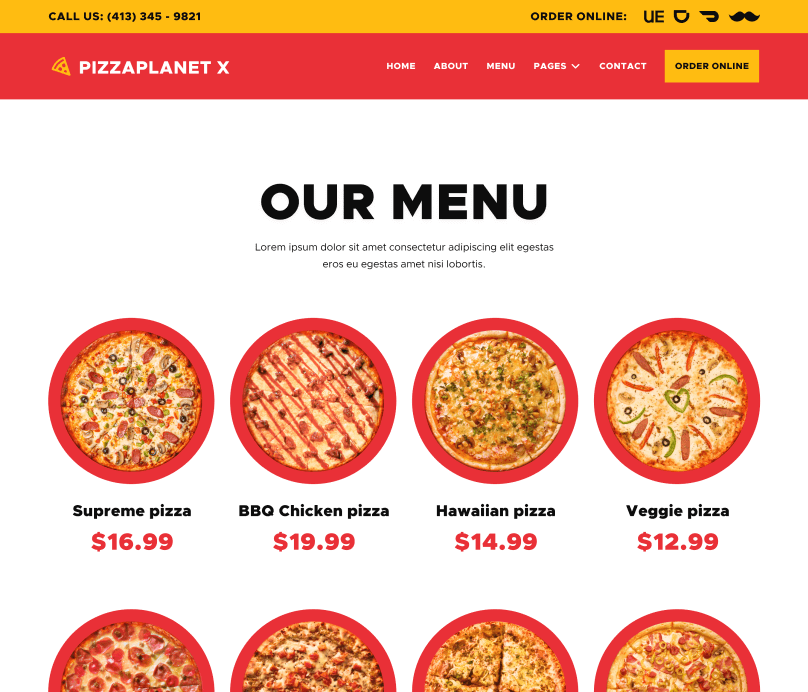 Menu - Pizzaplanet X Webflow Template