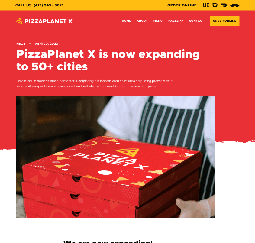 Hero Image Strip - Pizzaplanet X Webflow Template