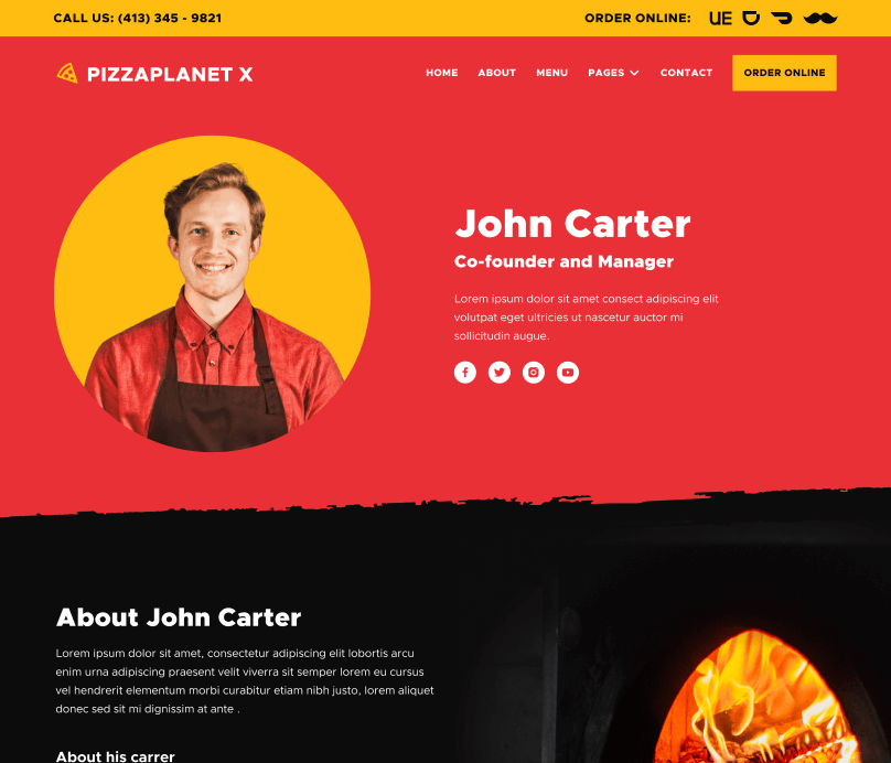 Team Member - Pizzaplanet X Webflow Template